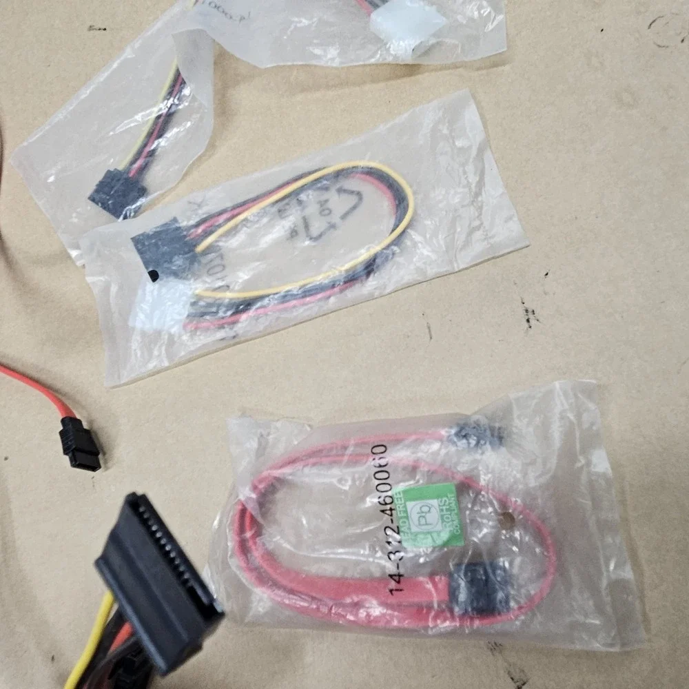 Lot of 12 Computer SATA Cables Red Data Cords & Power Adapters SSD HDD PC Mix